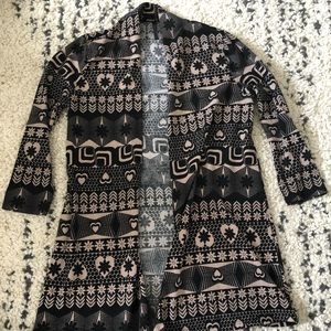 ModCloth Black and Taupe Print Long Cardigan